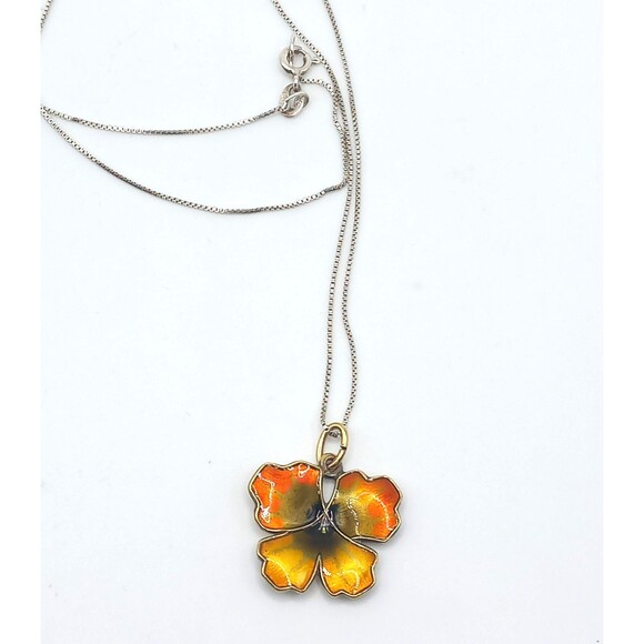 David Andersen Norway Vintage Sterling Silver Enamel Pansy Pendant DA - Picture 3 of 6